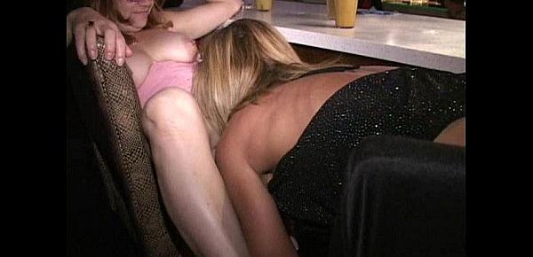  Big nipple masked MILF Carla eats out cunt and sucks cock at bar